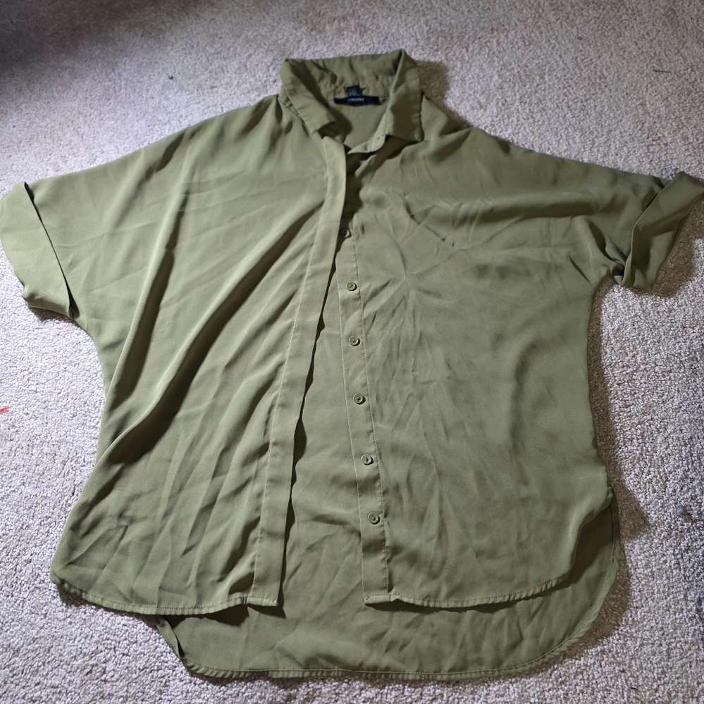 Green Button up Top